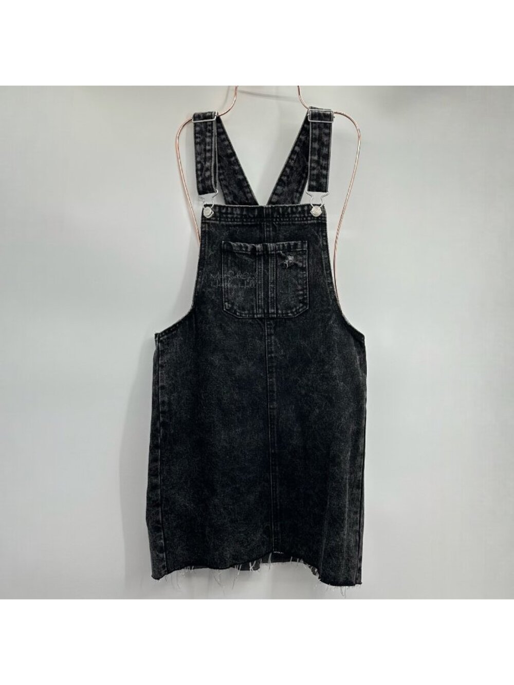 Wild Fable Black Distressed Raw Hem Overall Dress Size Small